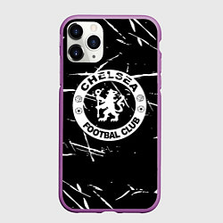 Чехол iPhone 11 Pro матовый Челси штрихи красок белые, цвет: 3D-фиолетовый