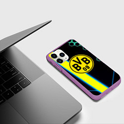 Чехол iPhone 11 Pro матовый Borussia соты броня, цвет: 3D-фиолетовый — фото 2