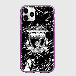 Чехол iPhone 11 Pro матовый Ливерпуль белые штриха красок, цвет: 3D-фиолетовый