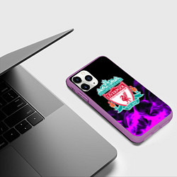 Чехол iPhone 11 Pro матовый Liverpool неоновый огонь, цвет: 3D-фиолетовый — фото 2