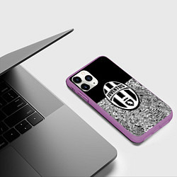 Чехол iPhone 11 Pro матовый Juventus отпечатки текстура, цвет: 3D-фиолетовый — фото 2