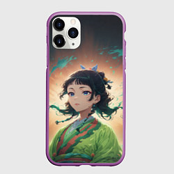 Чехол iPhone 11 Pro матовый Маомао на фоне облаков