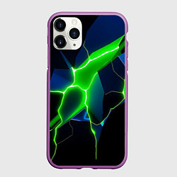 Чехол iPhone 11 Pro матовый Neon green glow