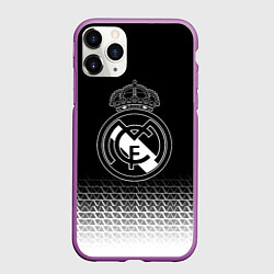 Чехол iPhone 11 Pro матовый Реал Мадрид текстура геометрия, цвет: 3D-фиолетовый