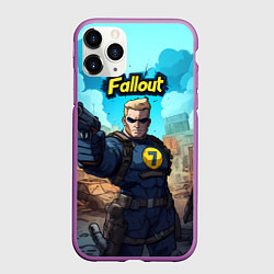 Чехол iPhone 11 Pro матовый Fallout смотритель с пистолетом