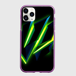 Чехол iPhone 11 Pro матовый Geometric neon, цвет: 3D-фиолетовый