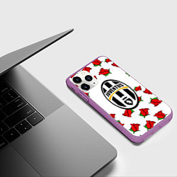 Чехол iPhone 11 Pro матовый Ювентус розы текстура, цвет: 3D-фиолетовый — фото 2