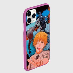 Чехол iPhone 11 Pro матовый Дэндзи и Макима из Человек бензопила, цвет: 3D-фиолетовый — фото 2