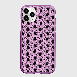 Чехол iPhone 11 Pro матовый Хэллоуин - летучая мышь узор паттерн
