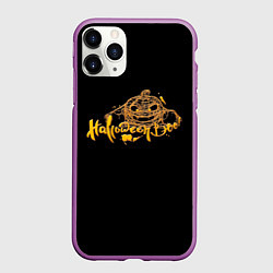 Чехол iPhone 11 Pro матовый Хэллоуин - Тыква в паутине, цвет: 3D-фиолетовый