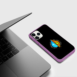 Чехол iPhone 11 Pro матовый Вода и мед желто-голубой орнамент, цвет: 3D-фиолетовый — фото 2
