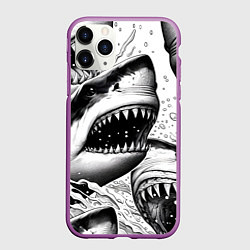 Чехол iPhone 11 Pro матовый Белая акула - стая