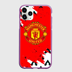 Чехол iPhone 11 Pro матовый Манчестер Юнайтед символы краски, цвет: 3D-фиолетовый