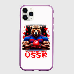 Чехол iPhone 11 Pro матовый USSR медведь