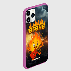 Чехол iPhone 11 Pro матовый Огонь гитарист, цвет: 3D-фиолетовый — фото 2