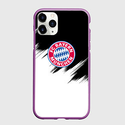 Чехол iPhone 11 Pro матовый Бавария Мюнхен черно белые штрихи, цвет: 3D-фиолетовый