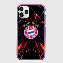 Чехол iPhone 11 Pro матовый Бавария Мюнхен неоновая абстракция