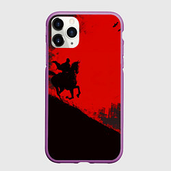 Чехол iPhone 11 Pro матовый Лошадь скачет на красном фоне
