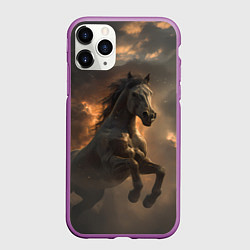 Чехол iPhone 11 Pro матовый Лошадь в прыжке на фоне неба