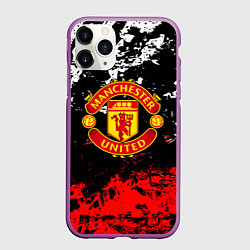 Чехол iPhone 11 Pro матовый Манчестер Юнайтед краски, цвет: 3D-фиолетовый