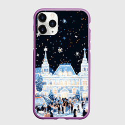 Чехол iPhone 11 Pro матовый Салют в новогодней Москве
