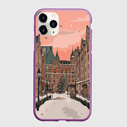 Чехол iPhone 11 Pro матовый Новогодний Московский двор, цвет: 3D-фиолетовый