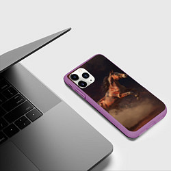 Чехол iPhone 11 Pro матовый Лошадь в прыжке из пыли, цвет: 3D-фиолетовый — фото 2