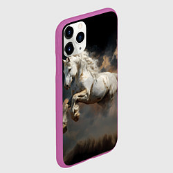 Чехол iPhone 11 Pro матовый Белая лошадь из бури, цвет: 3D-фиолетовый — фото 2