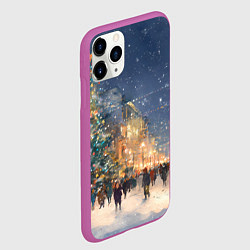 Чехол iPhone 11 Pro матовый Новый год в Москве новогодняя елка, цвет: 3D-фиолетовый — фото 2