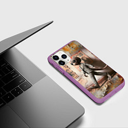 Чехол iPhone 11 Pro матовый Пришелец в костюме в полосочку, цвет: 3D-фиолетовый — фото 2