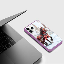 Чехол iPhone 11 Pro матовый Лошадка с упряжкой подарков, цвет: 3D-фиолетовый — фото 2