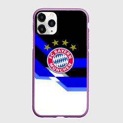 Чехол iPhone 11 Pro матовый Бавария Мюнхен полосы спорт, цвет: 3D-фиолетовый