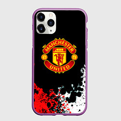 Чехол iPhone 11 Pro матовый Манчестер Юнайтед краски абстрактные, цвет: 3D-фиолетовый