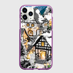 Чехол iPhone 11 Pro матовый Объемные новогодние дома