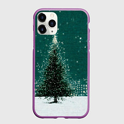Чехол iPhone 11 Pro матовый Новый год в зеленом стиле