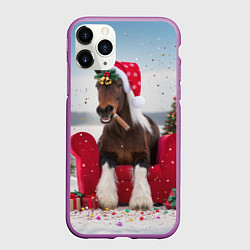 Чехол iPhone 11 Pro матовый Новогодний конь