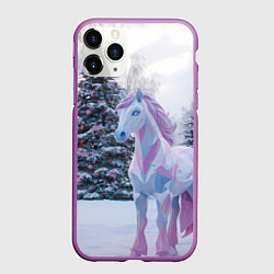 Чехол iPhone 11 Pro матовый Геометрическая новогодняя лошадка