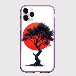 Чехол iPhone 11 Pro матовый Японское дерево и солнце