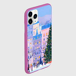 Чехол iPhone 11 Pro матовый Новогодний двор, цвет: 3D-фиолетовый — фото 2