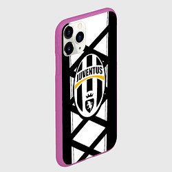 Чехол iPhone 11 Pro матовый Ювентус геометрия полосы линии, цвет: 3D-фиолетовый — фото 2