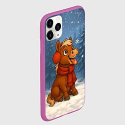 Чехол iPhone 11 Pro матовый Лошадка ловит снежинку, цвет: 3D-фиолетовый — фото 2
