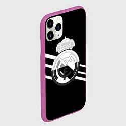 Чехол iPhone 11 Pro матовый Реал Мадрид полосы текстура линии, цвет: 3D-фиолетовый — фото 2