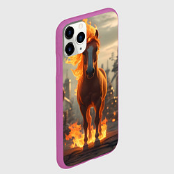 Чехол iPhone 11 Pro матовый Огненная лошадь в стиле стимпанк, цвет: 3D-фиолетовый — фото 2