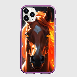 Чехол iPhone 11 Pro матовый Завораживающая огненная лошадь, цвет: 3D-фиолетовый