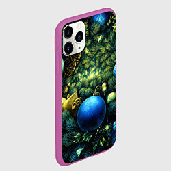 Чехол iPhone 11 Pro матовый Новогодние шарики на елке, цвет: 3D-фиолетовый — фото 2