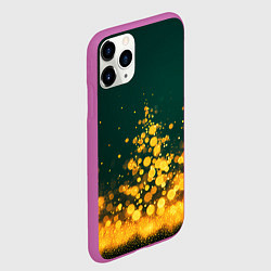 Чехол iPhone 11 Pro матовый Новогодние елочки из боке, цвет: 3D-фиолетовый — фото 2
