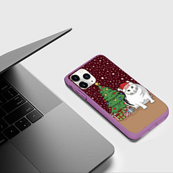 Чехол iPhone 11 Pro матовый Кот Бендер и ёлка, цвет: 3D-фиолетовый — фото 2