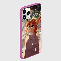 Чехол iPhone 11 Pro матовый Новогодняя аниме лошадка, цвет: 3D-фиолетовый — фото 2
