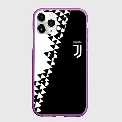 Чехол iPhone 11 Pro матовый Juventus черно белая геометрия текстура, цвет: 3D-фиолетовый