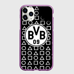 Чехол iPhone 11 Pro матовый Borussia геометрия черно белая, цвет: 3D-фиолетовый